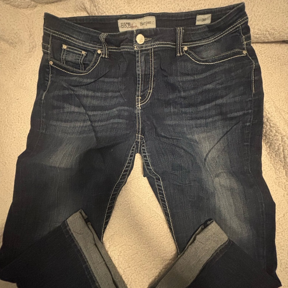 BKE Women's Deep Indigo Cropped Jeans